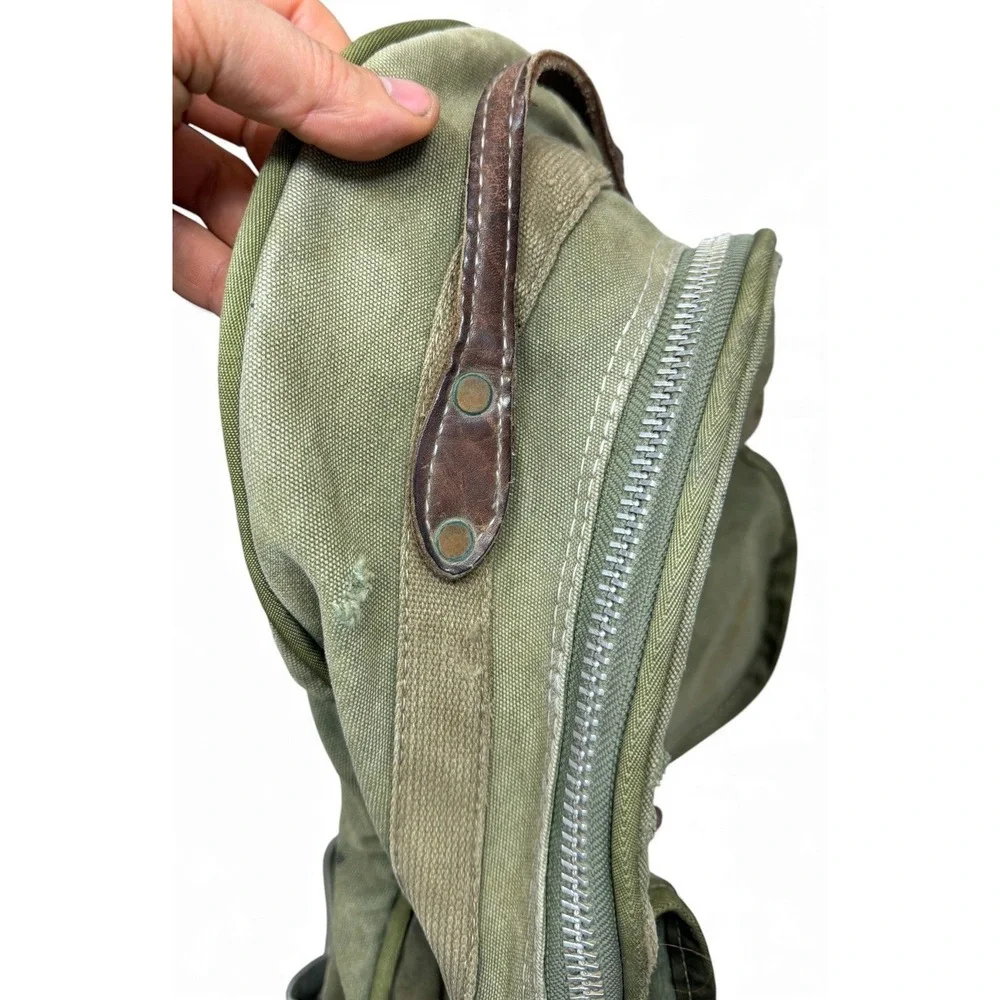 Vintage The Orvis Company Canvas Leather Backpack Green Outdoor Travel‎ 80s 90s